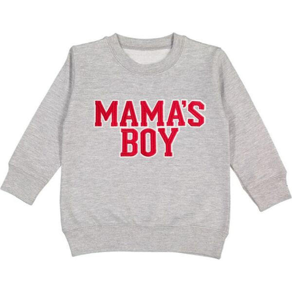 Mama's Boy Varsity Patch Valentine's Day Sweatshirt, Grey | Maisonette