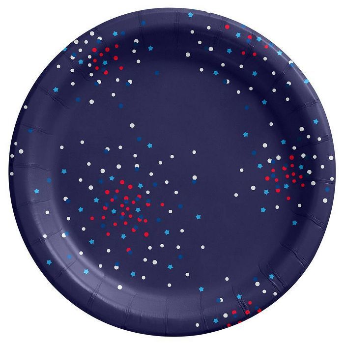 20ct 8.5" Dinner Plate Confetti Stars on Navy - Sun Squad™ | Target