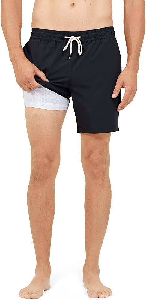 Somewhere Sunny Volley 7" Inseam Recycled Swimming Trunk | Compression Liner, Quick-Dry, 4-Way St... | Amazon (US)