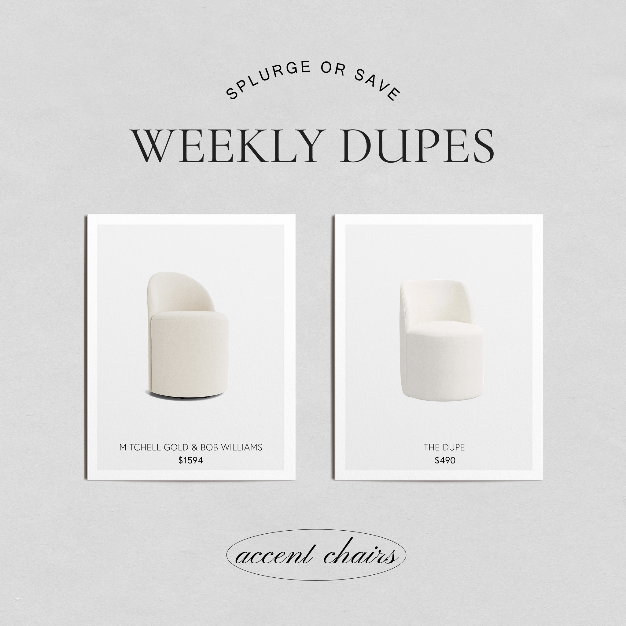 Mitchell gold and bob Williams round chair dupe. Splurge or save? This round accent chair is modern and contemporary and over $1000 less!

#LTKhome