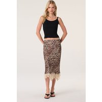 ASTR the Label | Eilinna Lace Hem Satin Midi Skirt in Leopard print |  Size L | ASTR The Label (US)