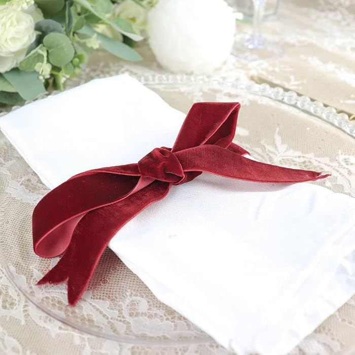 Tableclothsfactory 10 Yards | Burgundy 1" Velvet Single Faced Ribbon Spool, DIY Craft Supplies, V... | Amazon (US)