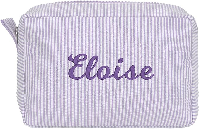 MT WORLD Cosmetic Bag Personalized Makeup Bag for Women Girls Seersucker Preppy Bridesmaid Makeup... | Amazon (US)