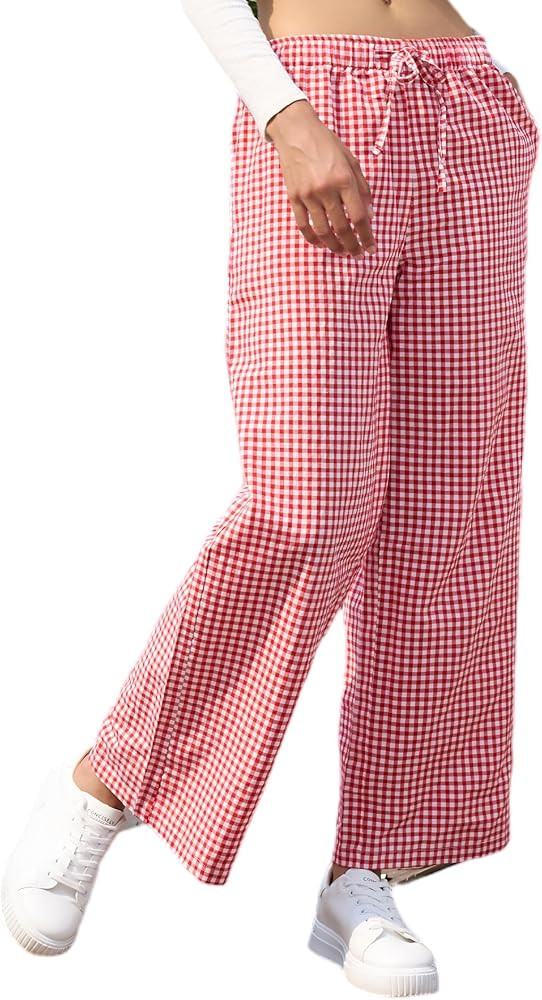 FaroDor Comfy Women Y2K Striped Lounge Pants: Trendy Wide Leg Drawstring Pajama Bottoms for Sleep... | Amazon (US)