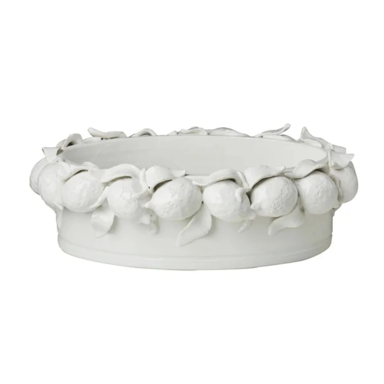 Oval Bowl with Lemons, White | Gorgeous Living