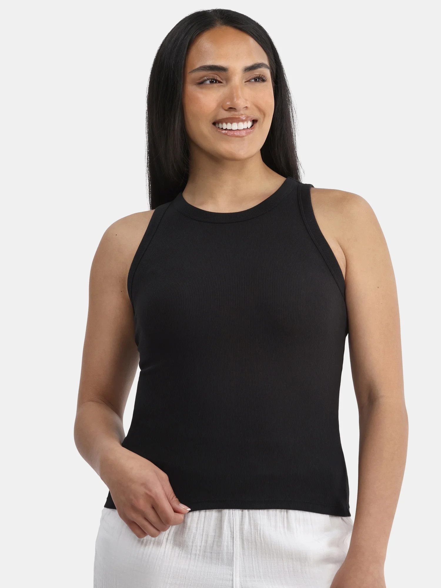 Time and Tru Women's High Neck Ribbed Tank Top, Sizes XS-XXXL | Walmart (US)
