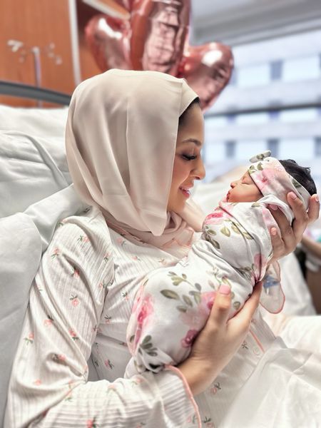 Her swaddle is from Etsy and so is the “she’s here” sign that we used to announce her birth. My pajamas are from SHEIN I sized up to LARGE. Exact one sold out but linked similar. Hijab is haute hijab linked as well 

#LTKkids #LTKbump #LTKfindsunder50