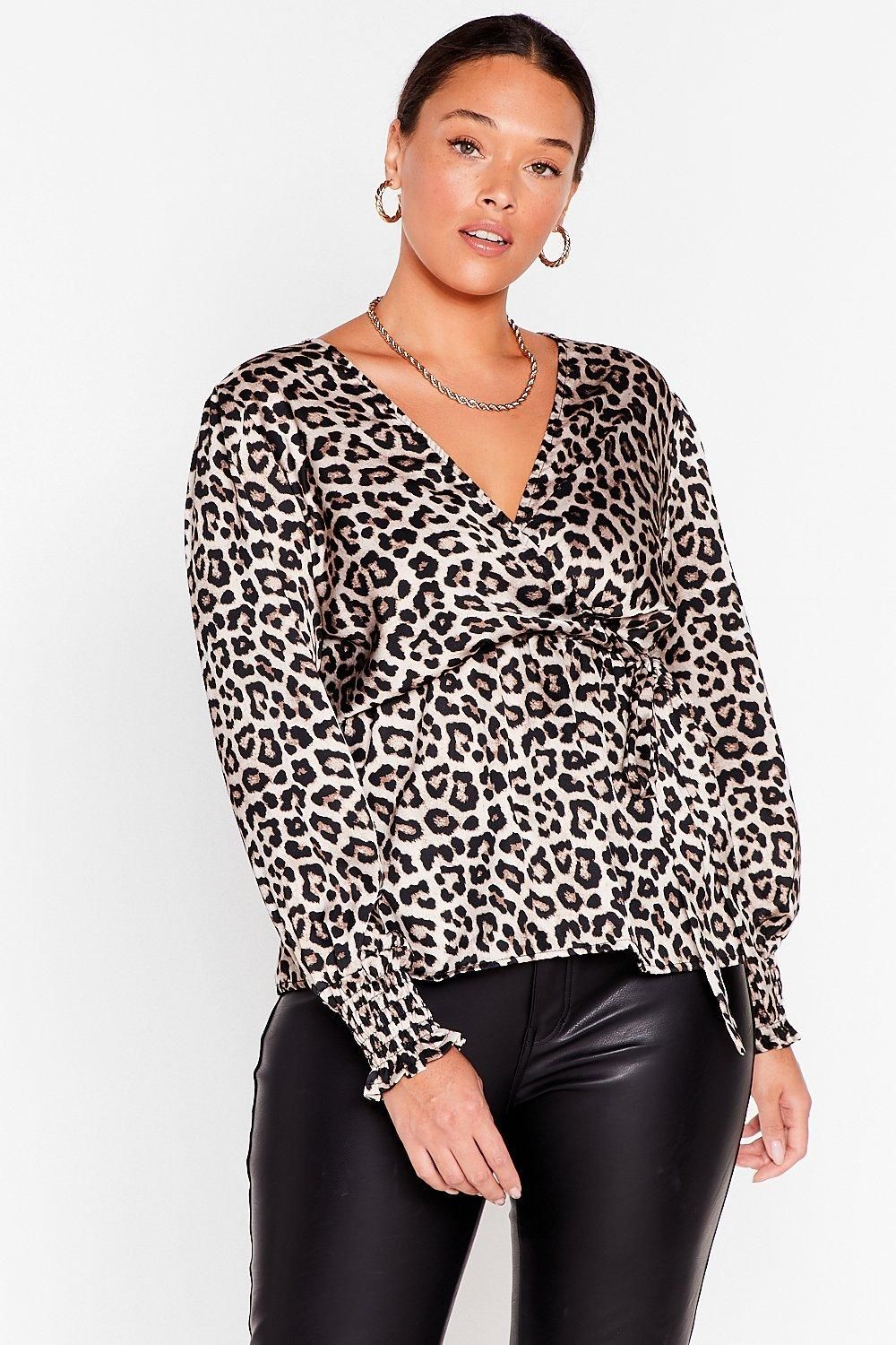 Womens That's a Wrap Plus Leopard Blouse - Brown | NastyGal (US & CA)