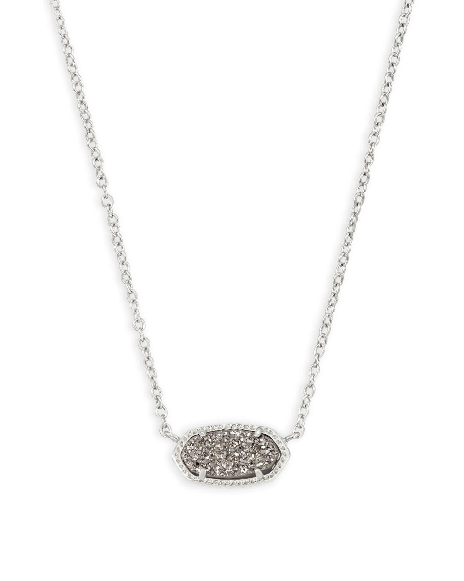Elisa Silver Pendant Necklace in Platinum Drusy | Kendra Scott