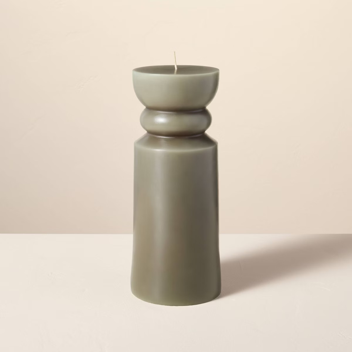 5"x12" Spindle Figural Sculpted Pillar Candle Green - Hearth & Hand™ with Magnolia | Target