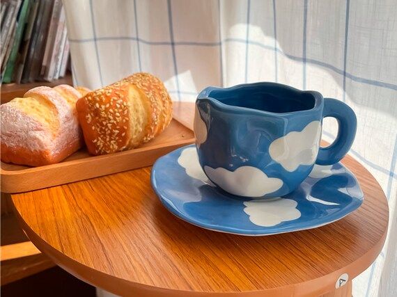 Cute Korean Style Cloud Mug Kawaii Tea Cup Cloud Mug and - Etsy | Etsy (US)