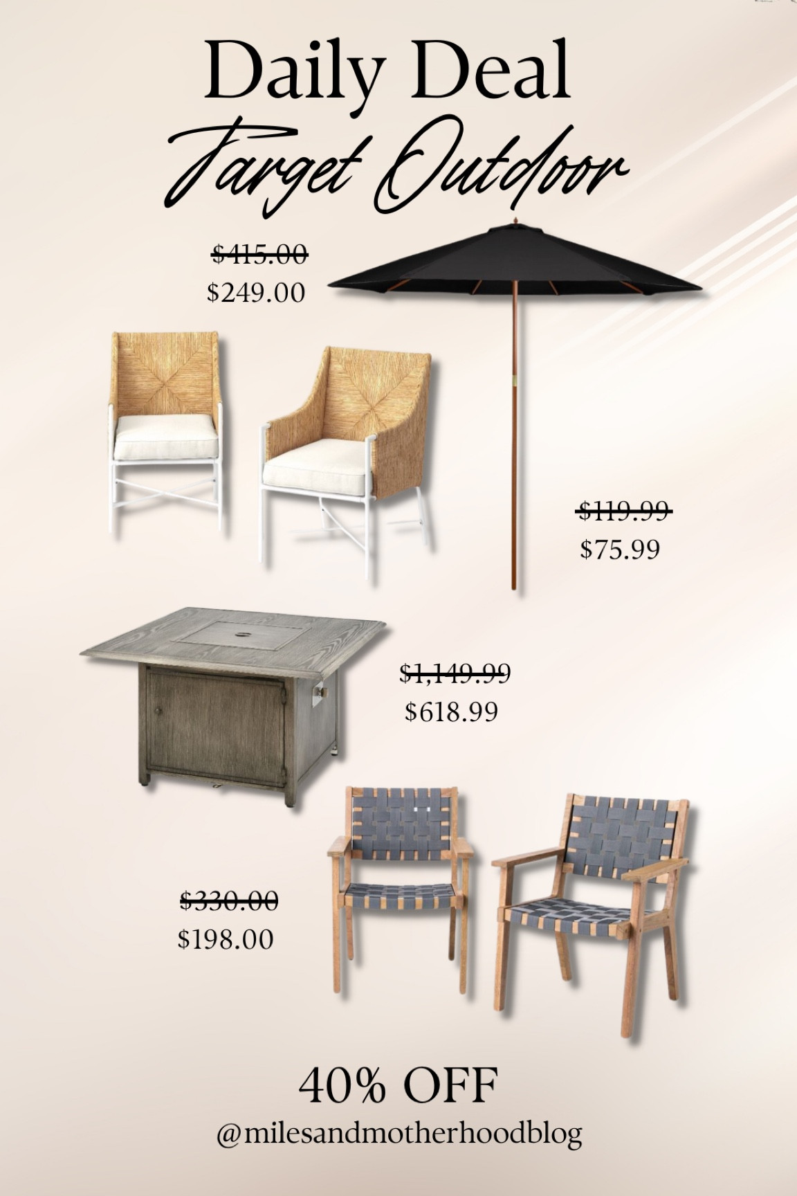 Daily Deals on Target Outdoor. 40% off today only! Save on fire pits, outdoor patio sets and outdoor umbrellas  

#LTKsalealert #LTKSeasonal #LTKhome