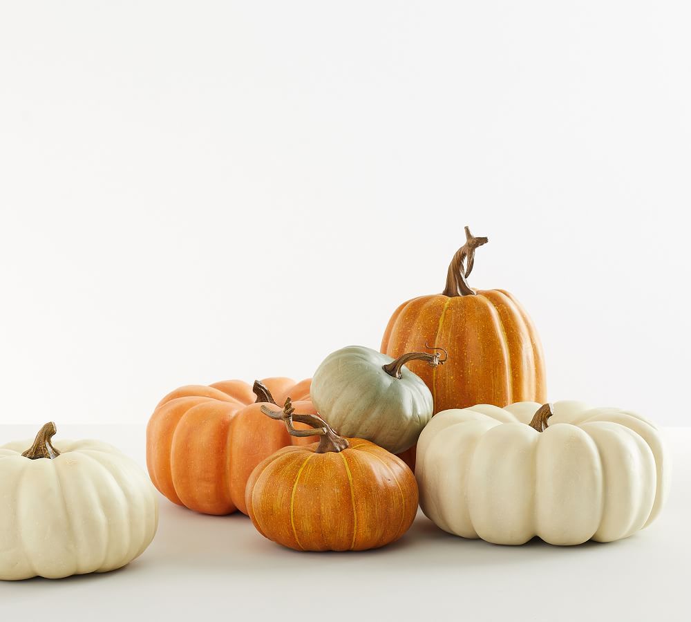 Faux Pumpkins, Sage, Medium, 9" diameter | Pottery Barn (US)