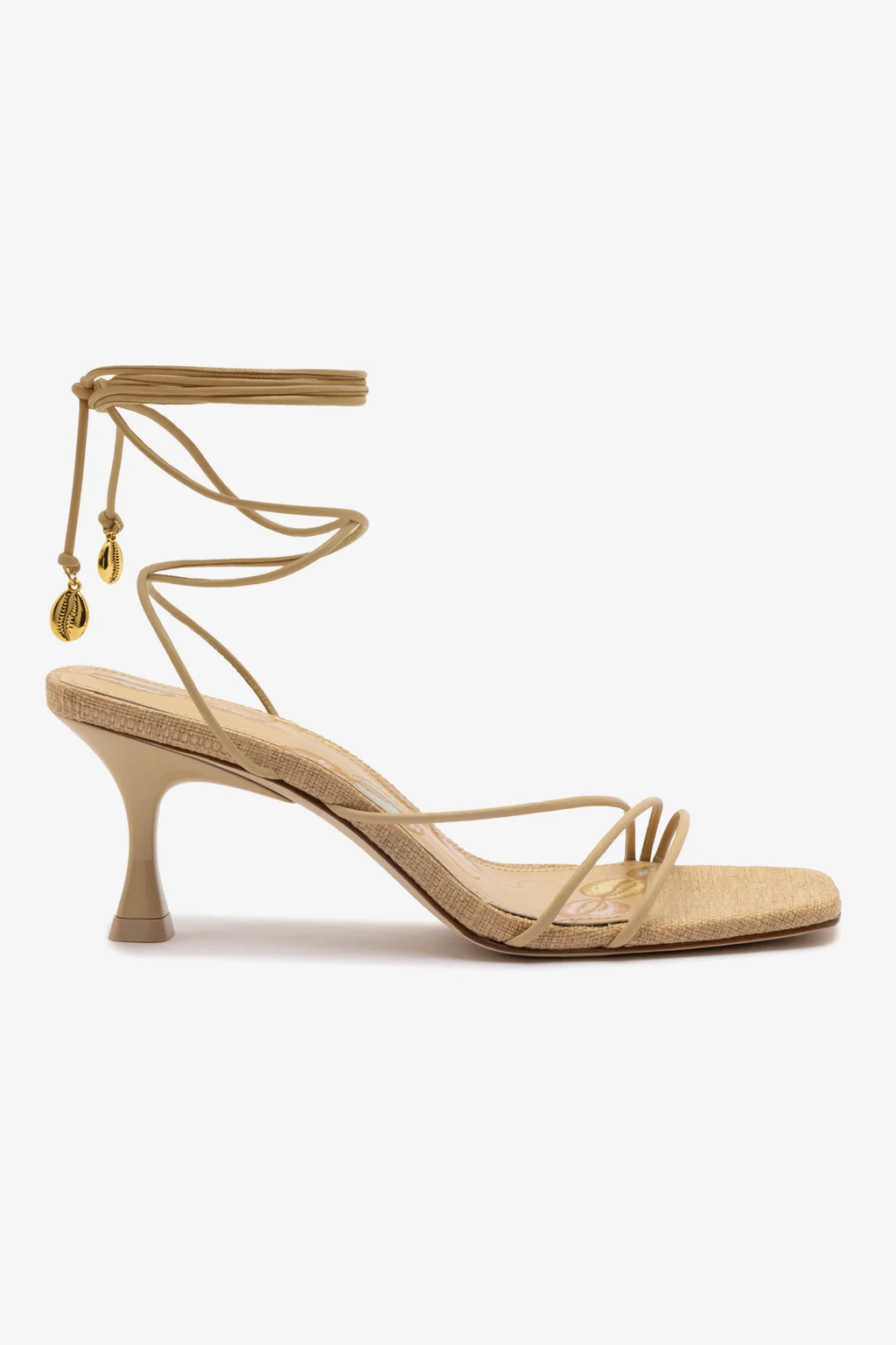 Nadia Sandal In Beige Leather | Larroude