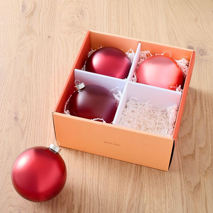 Large Tonal Red Ornaments (Set of 4) | West Elm (US)