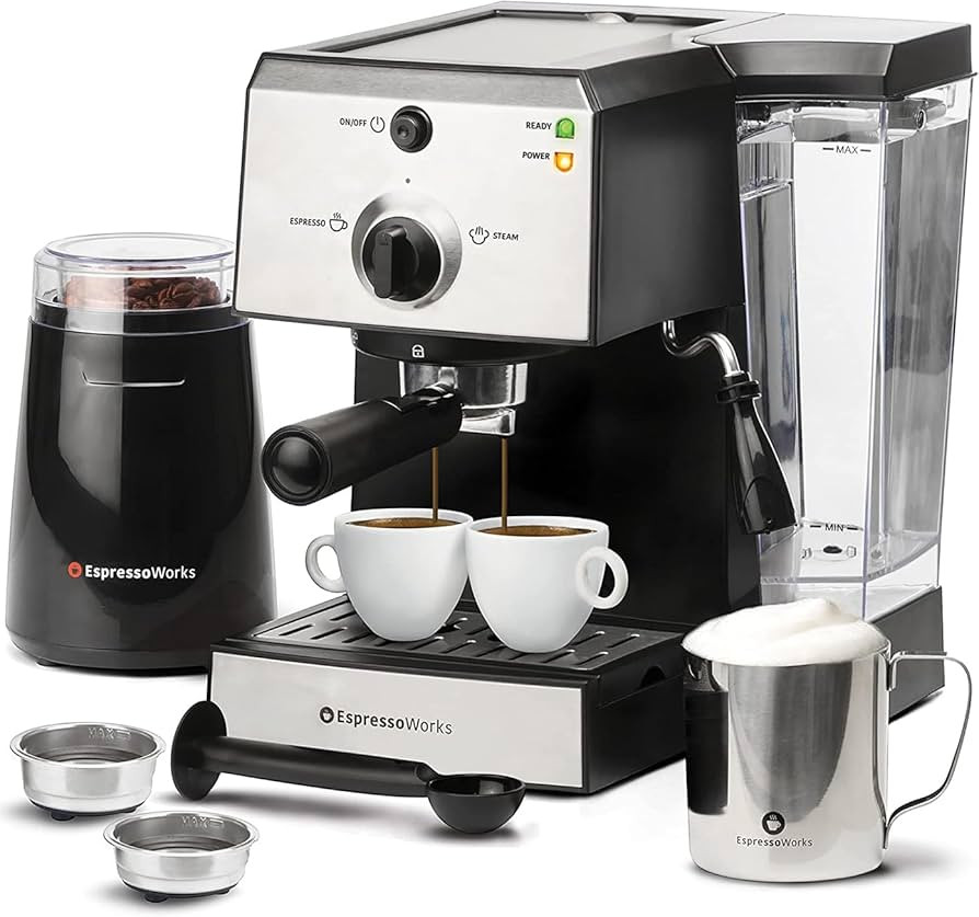 EspressoWorks All-In-One Espresso Machine with Milk Frother 7-Piece Set - Latte Maker Includes Gr... | Amazon (US)