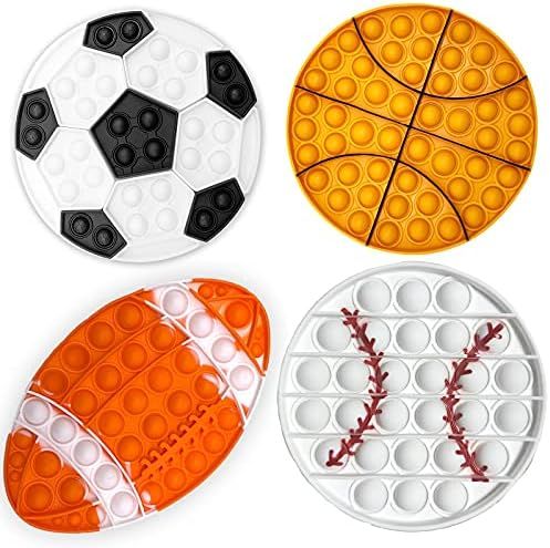 4 Pack Pop Bubble Sensory Fidget Toy for Boys, Football Basketball Baseball Rugby Soccer Pop Push To | Amazon (US)