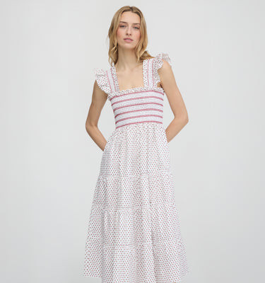 The Ellie Nap Dress - White Poppy Half Drop White Poppy Half Drop / XS | Hill House Home US