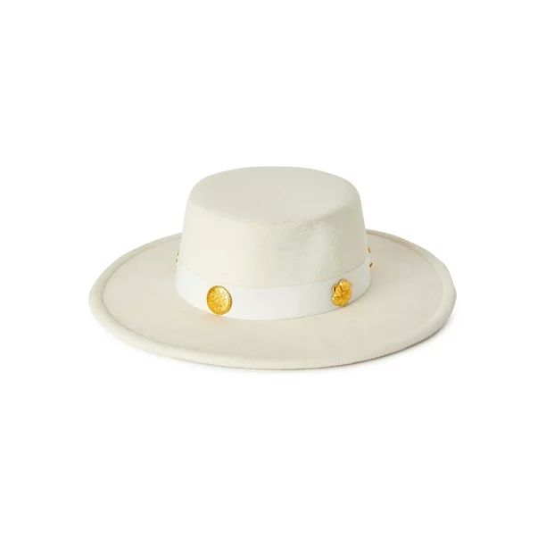 No Boundaries Women's Juniors Boater Hat with Stud Trim - Walmart.com | Walmart (US)