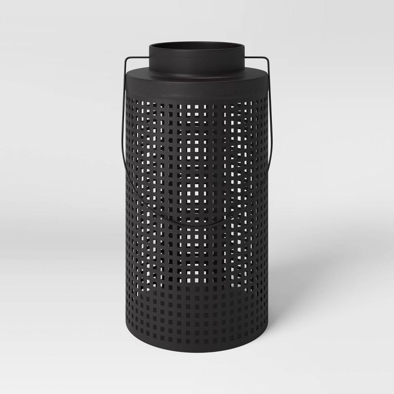 Mild Steel Cutout Outdoor Hurricane Pillar Candle Lantern with Handle Black - Threshold™ | Target