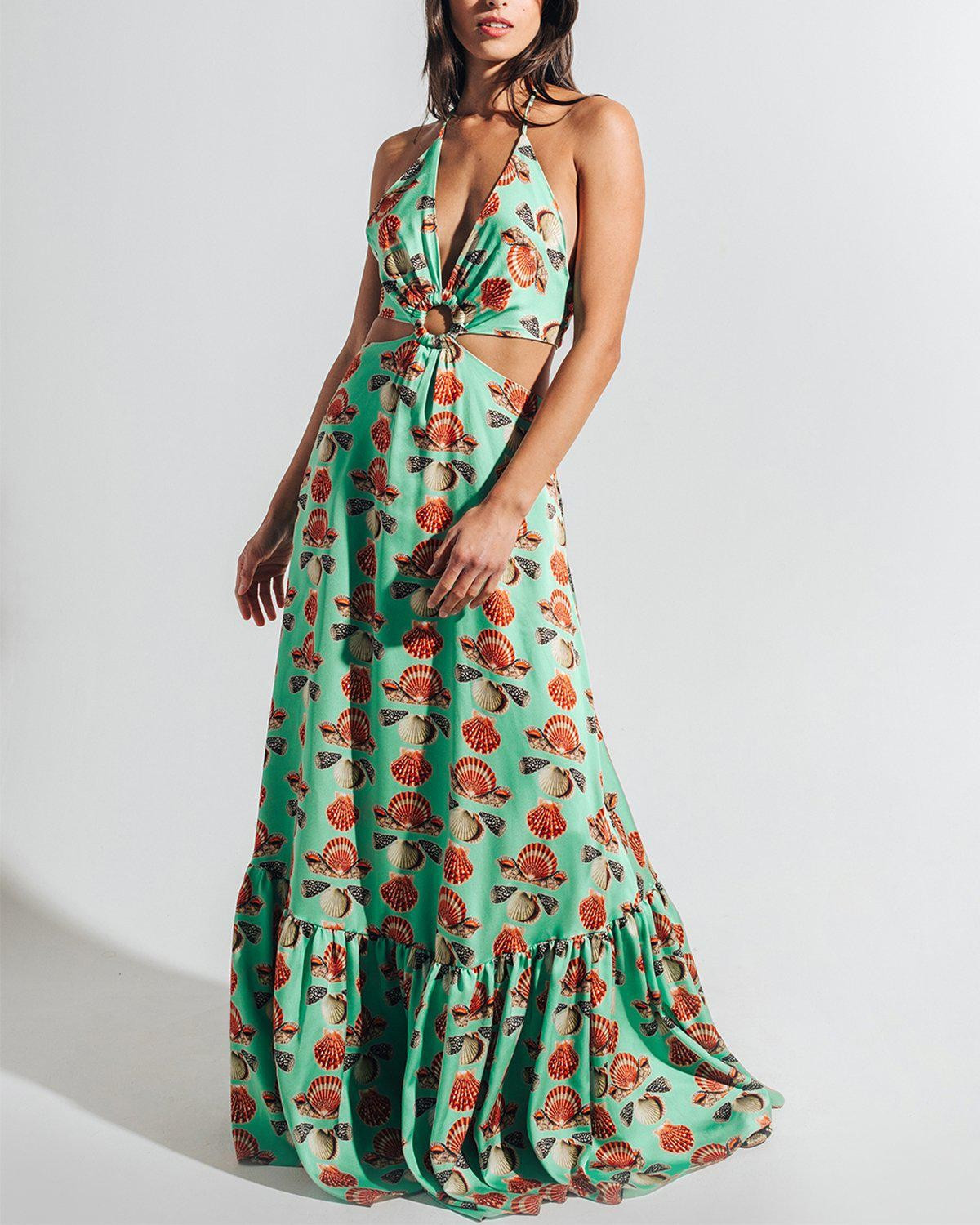 Seashell Halterneck Maxi Dress | THE YES
