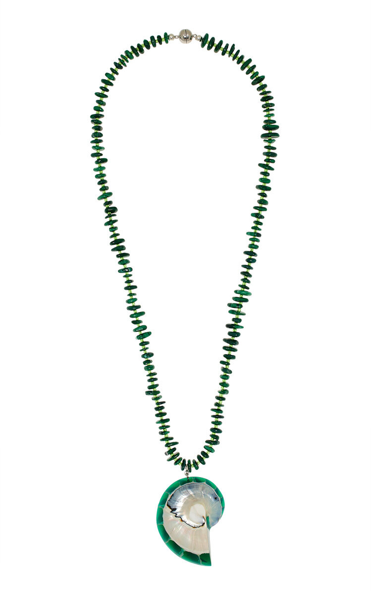 Tortugas Rhodium-Plated Resin And Jade Necklace | Moda Operandi (Global)