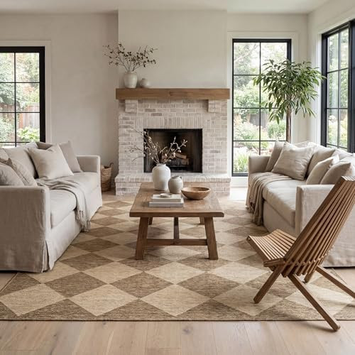 nuLOOM Outdoor Performance Collection Sabina Trellis Brown/Ivory, 8' x 10', Soft and Cozy, High Traffic, Stain Resistant, Easy Clean, Durable Area Rug for Indoor/Outdoor Patio, Deck, Porch, Garden | Amazon (US)