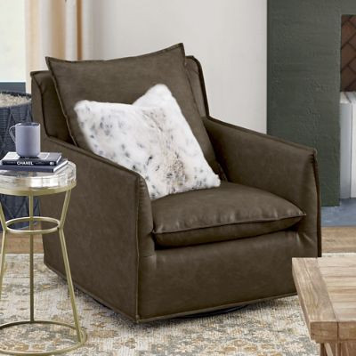 Simeon Leather Swivel Glider | Grandin Road | Grandin Road