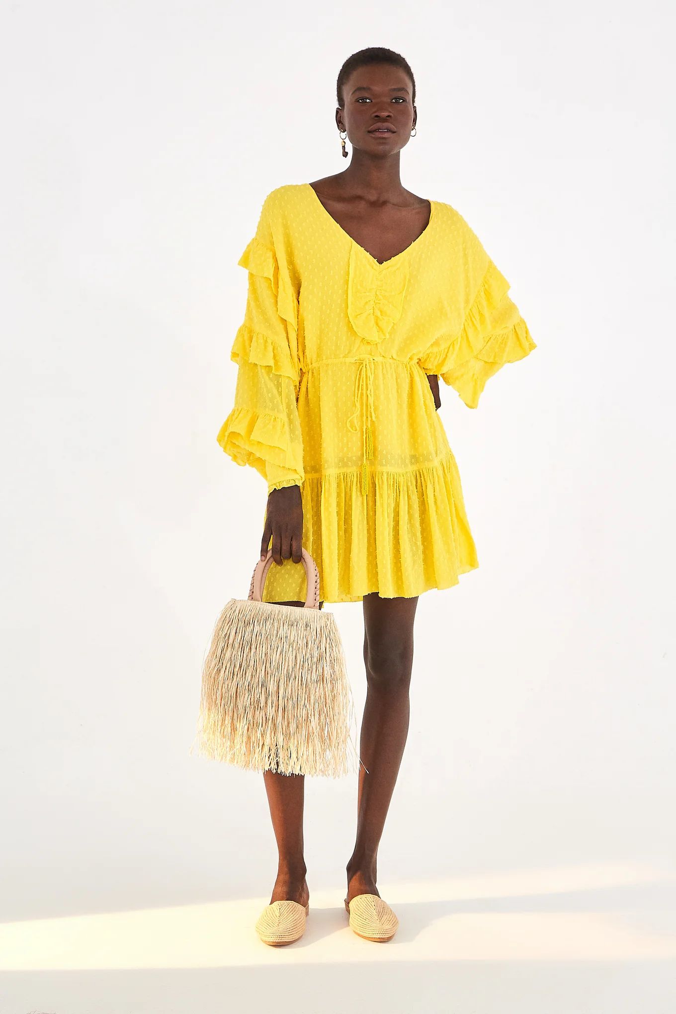 yellow frills mini dress | FarmRio