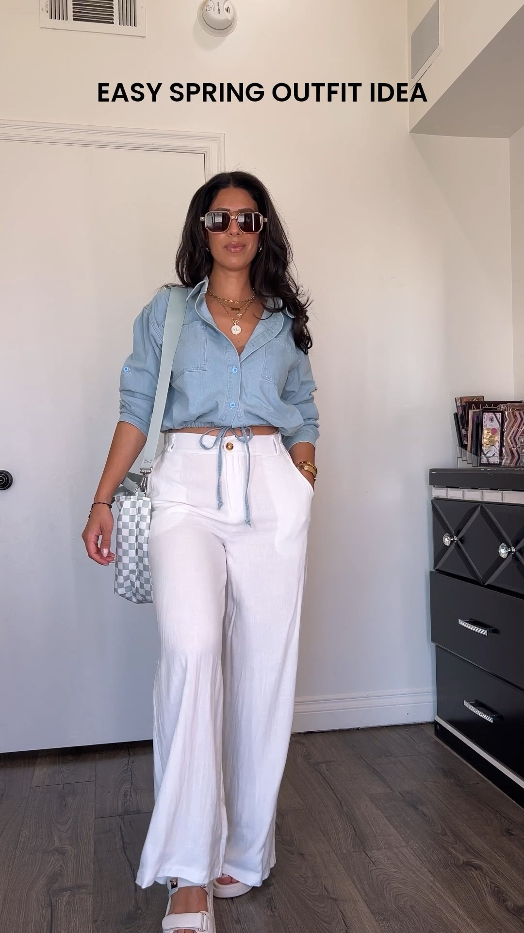 Easy spring outfit idea 
Linen pants size medium
Denim top size small 
Canvelle newly released mint checkered bag 

#LTKStyleTip #LTKSeasonal #LTKFindsUnder50