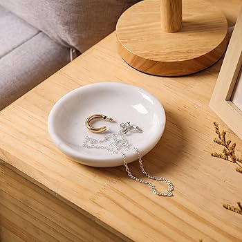 Natust Real Marble Jewelry Tray Ring Dish for Women, Trinket Dish for Key Earring Nightstand Deco... | Amazon (CA)