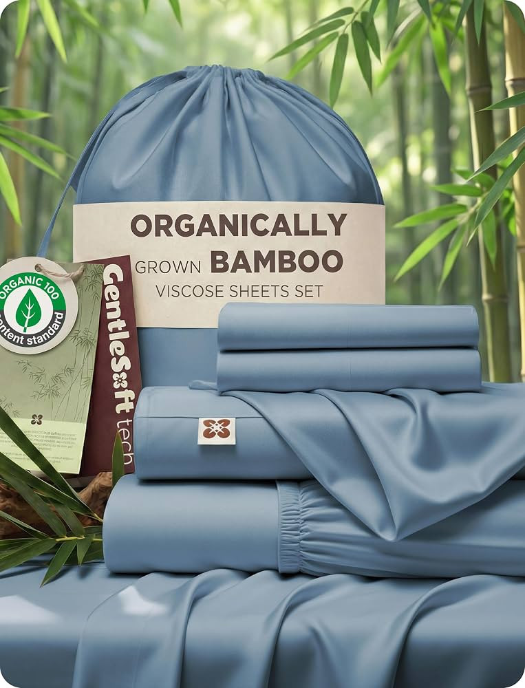 Bedsure 100% Organically Grown Bamboo Viscose King Size Sheets Set | Cooling Bedsheets for Hot Sl... | Amazon (US)