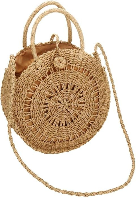 Rattan Crossbody Bags for Women Hollow Round Rattan Handbags Beach Top Handle Straw Bags Beach To... | Amazon (US)