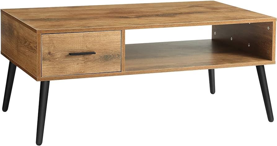 HAIOOU Coffee Table, Mid Century Modern Style Cocktail Table TV Stand with Drawer, Open Storage S... | Amazon (US)