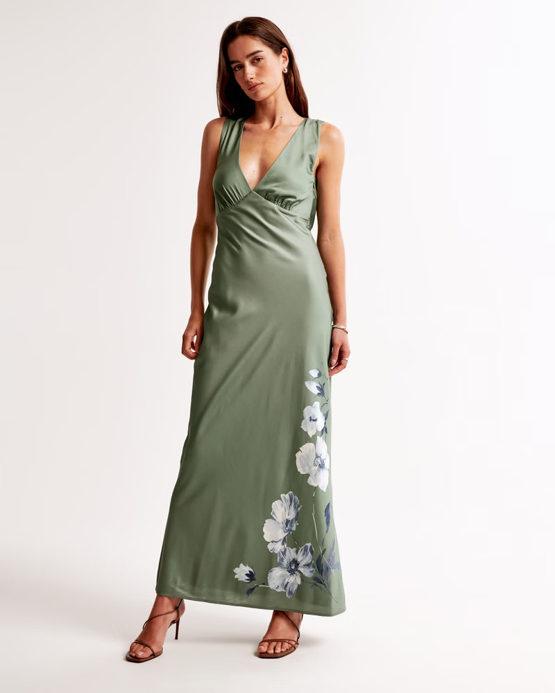 Plunge Cowl Back Maxi Dress | Abercrombie & Fitch (US)