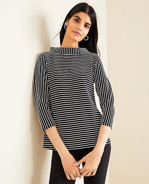 Striped Mock Neck Top | Ann Taylor | Ann Taylor (US)