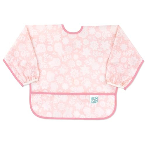Bumkins Sleeved Bib for Girl or Boy, Baby and Toddler for 6-24 Mos, Essential Must Have for Eating, Feeding, Baby Led Weaning Supplies, Long Sleeve Mess Saving Food Catcher, Soft Fabric, Lace Pink | Amazon (US)