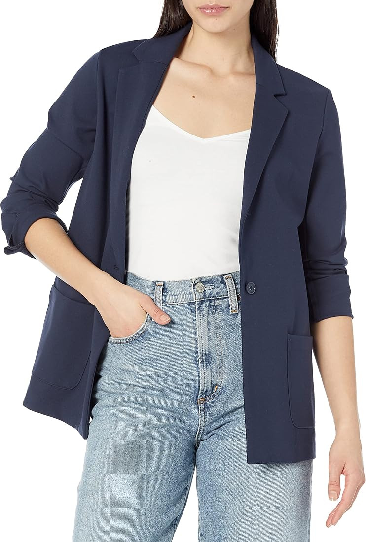 Amazon Essentials Women's Relaxed-Fit Soft Ponte Blazer | Amazon (US)