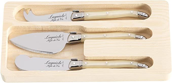 Laguiole Style de Vie Cheese knives Premium Line, set of 3, mother of pearl color | Amazon (US)