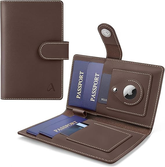 ALLIVE Family Passport Holder, Rfid Blocking Passport Wallet with AirTag Slot, Genuine Leather Tr... | Amazon (US)
