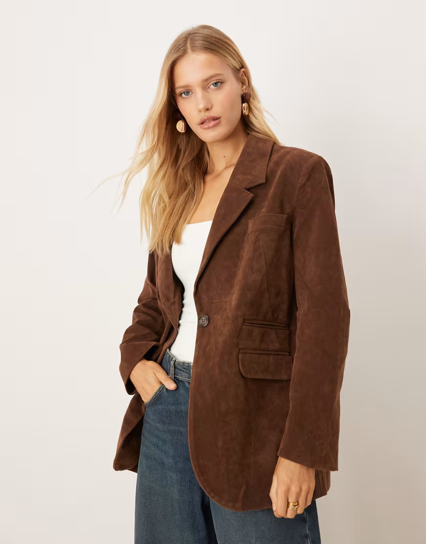 Free People vegan blazer in brown | ASOS (Global)