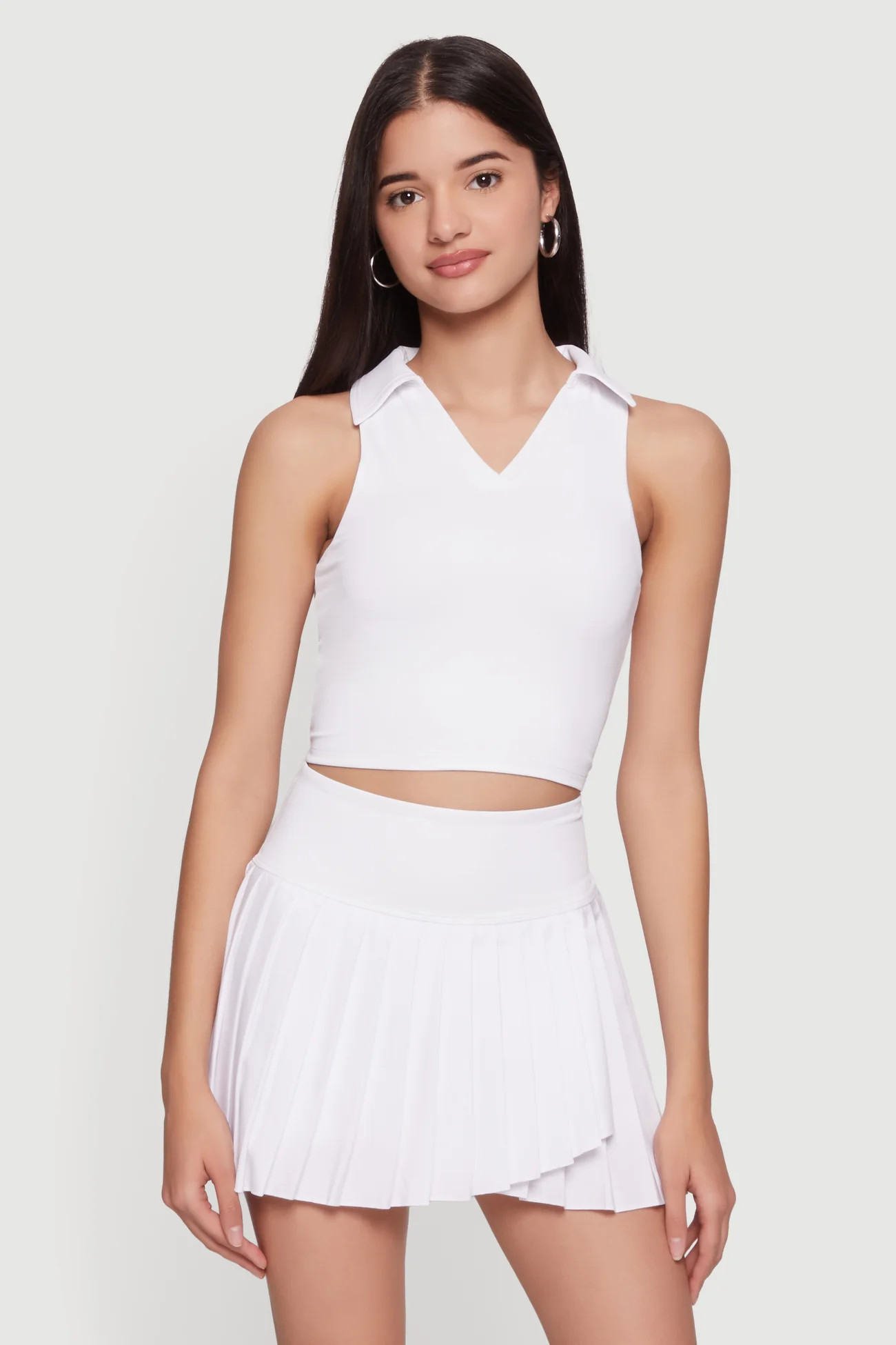 Cropped Sleeveless Polo Top | Rainbow Shops