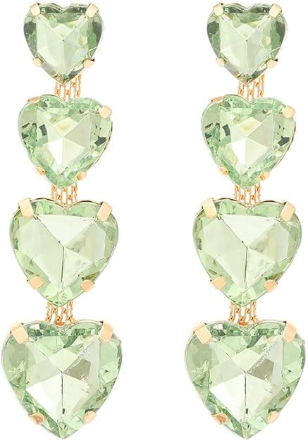 Heart Rhinestone Statement Earrings Heart Crystal Drop Dangle Earrings for Women Valentine's Day ... | Amazon (US)