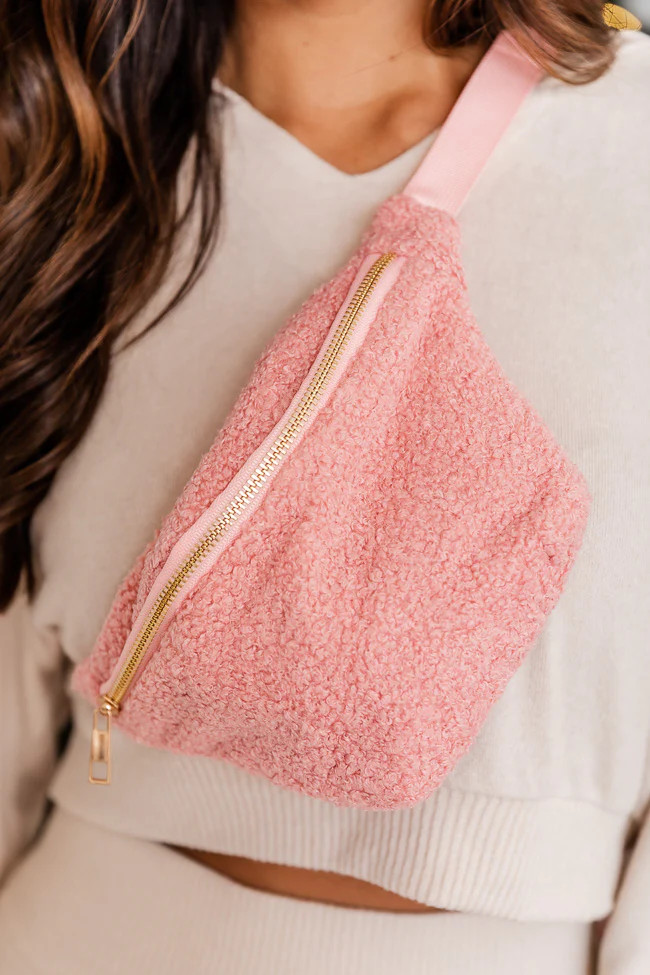 Heading Out Pink Sherpa Belt Bag DOORBUSTER | Pink Lily