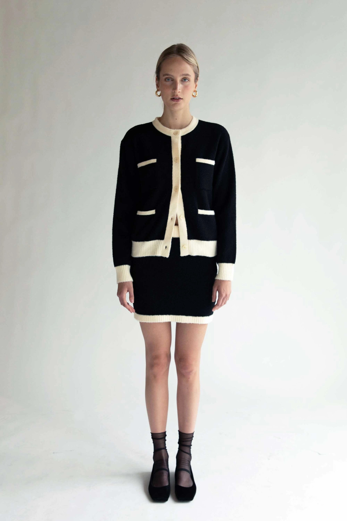 FUZZY COLOUR BLOCK CARDIGAN | OAK + FORT