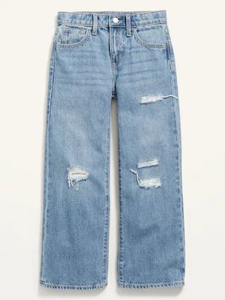 High-Waisted Baggy Ripped Wide-Leg Jeans for Girls | Old Navy (US)