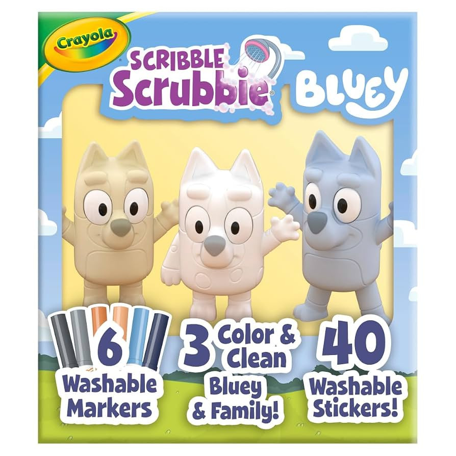 Crayola Scribble Scrubbies Deluxe Bluey Playset (3ct), Toddler Arts & Crafts Kit, Washable Sticke... | Amazon (US)