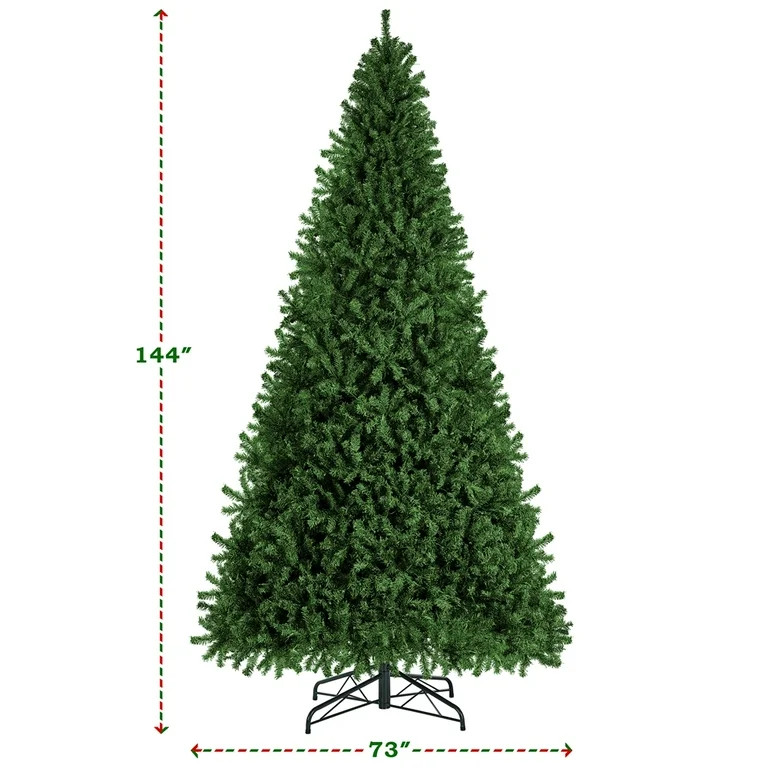 Alden Design 12ft Pre-Lit Fir Artificial Christmas Tree with Foldable Stand, Green | Walmart (US)