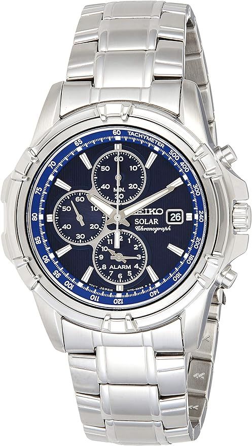 Seiko Men's SSC141 Stainless Steel Solar Watch with Blue Dial | Amazon (US)