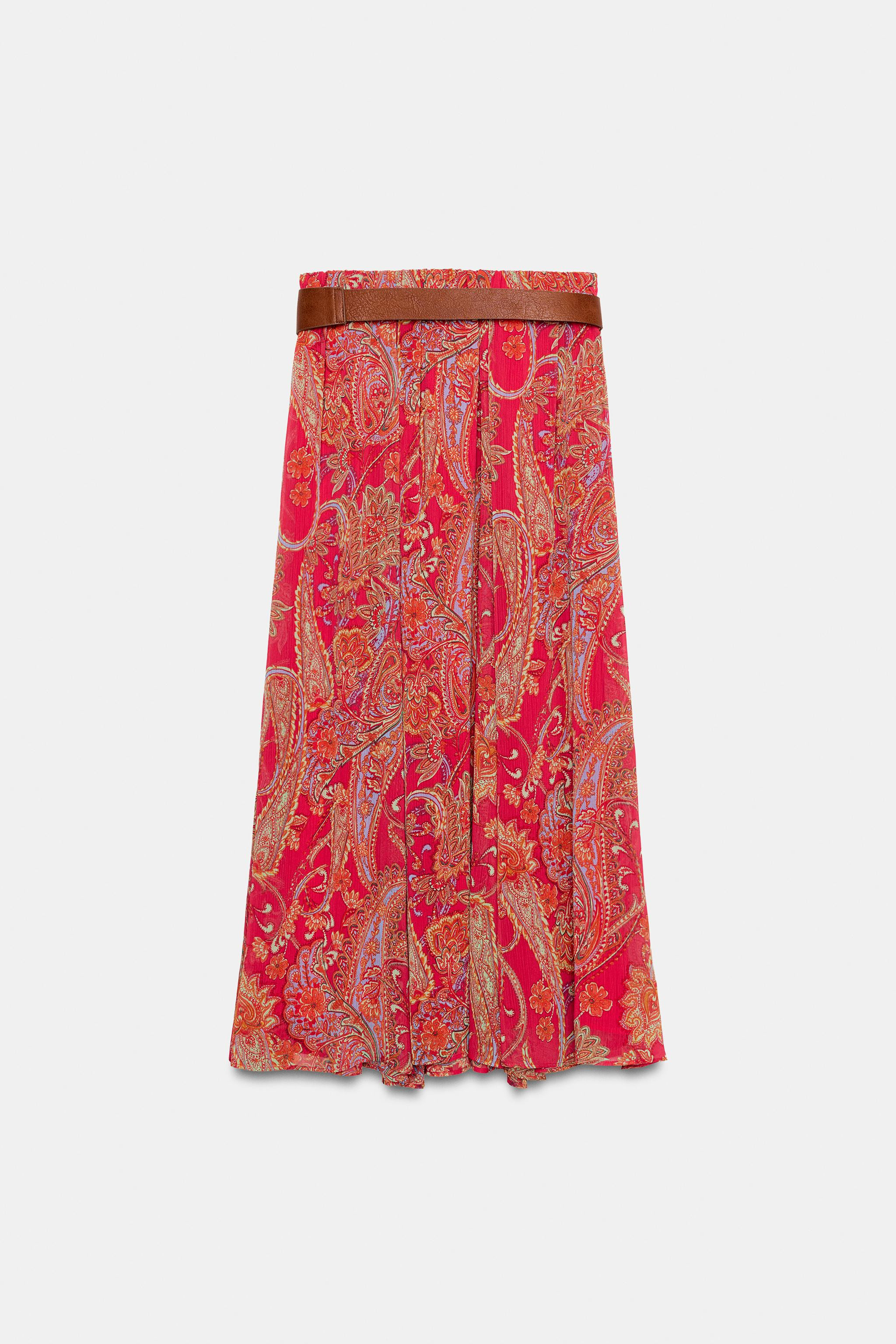 BELTED PRINTED SKIRT | Zara US